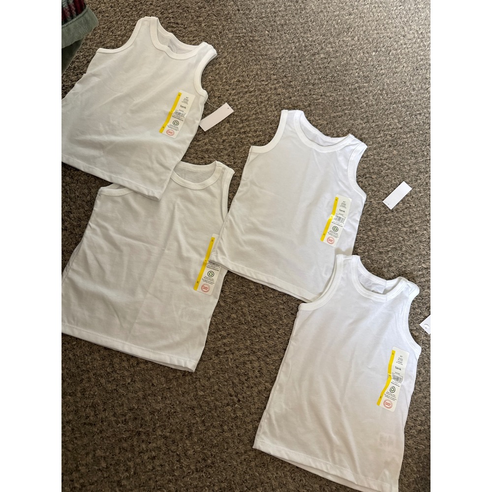 Wonder Nation Toddler Boys White Tank Top Undershirts 4-Pack Size 3T NWT